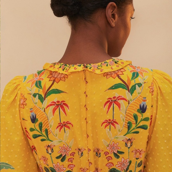 Farm rio mixed delicate flowers long sleeve maxi dress - Picture 4 of 7